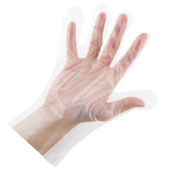 Guantes de plástico con relieve, polietileno fundido (CPE) de primera calidad, sin polvo, medianos, transparentes, perfectos para manipulación de alimentos |Guantes desechables aptos para alimentos para cocinar |Guantes seguros para alimentos a granel |Talla única Gran ajuste