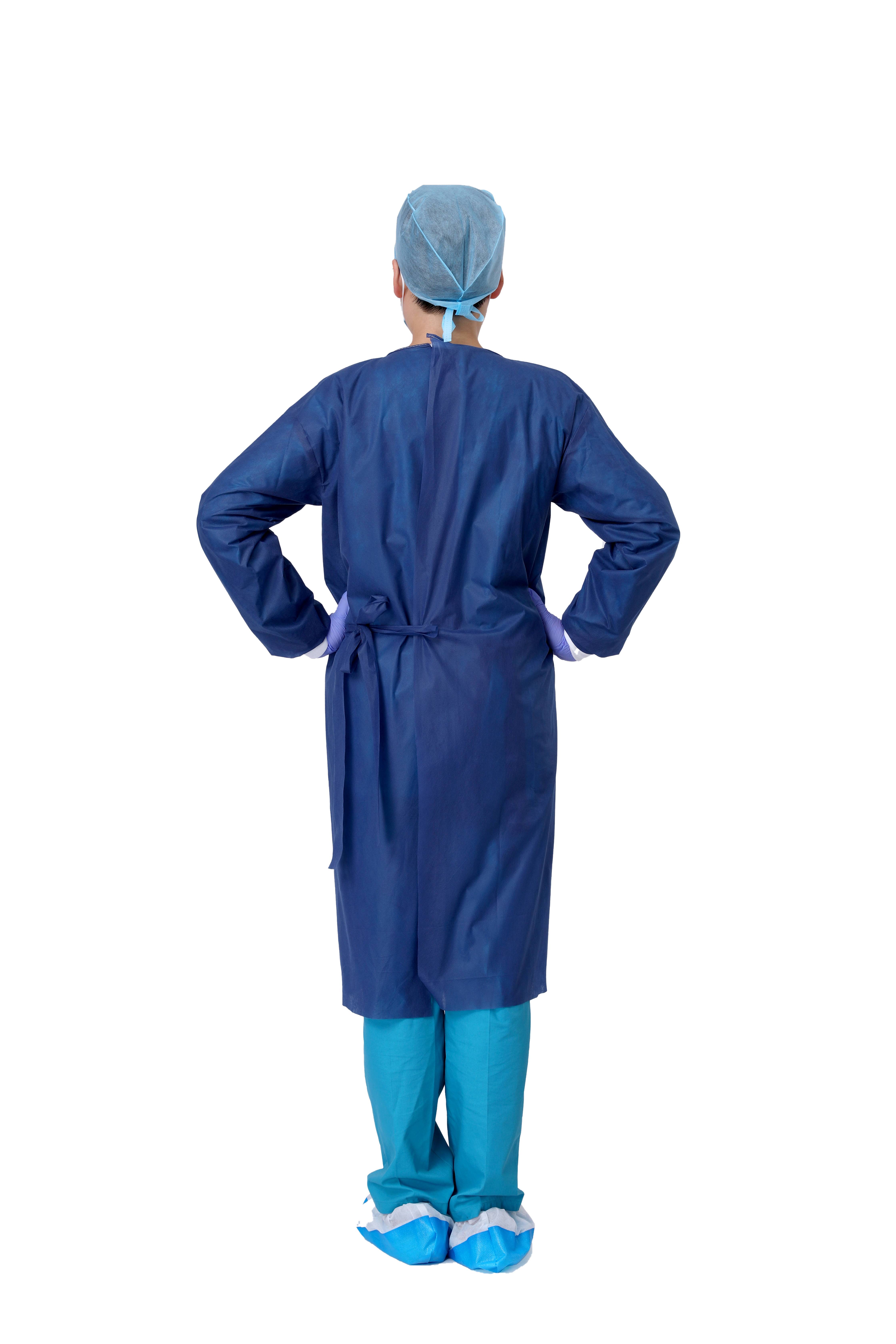 Batas de laboratorio desechables para suministros médicos.Paquete de 5 batas de laboratorio SMS moradas, extragrandes, con gancho y bucle en la parte delantera.Batas de laboratorio unisex de 45 GSM con mangas largas, puños de punto, batas con cuello de aislamiento para adultos.