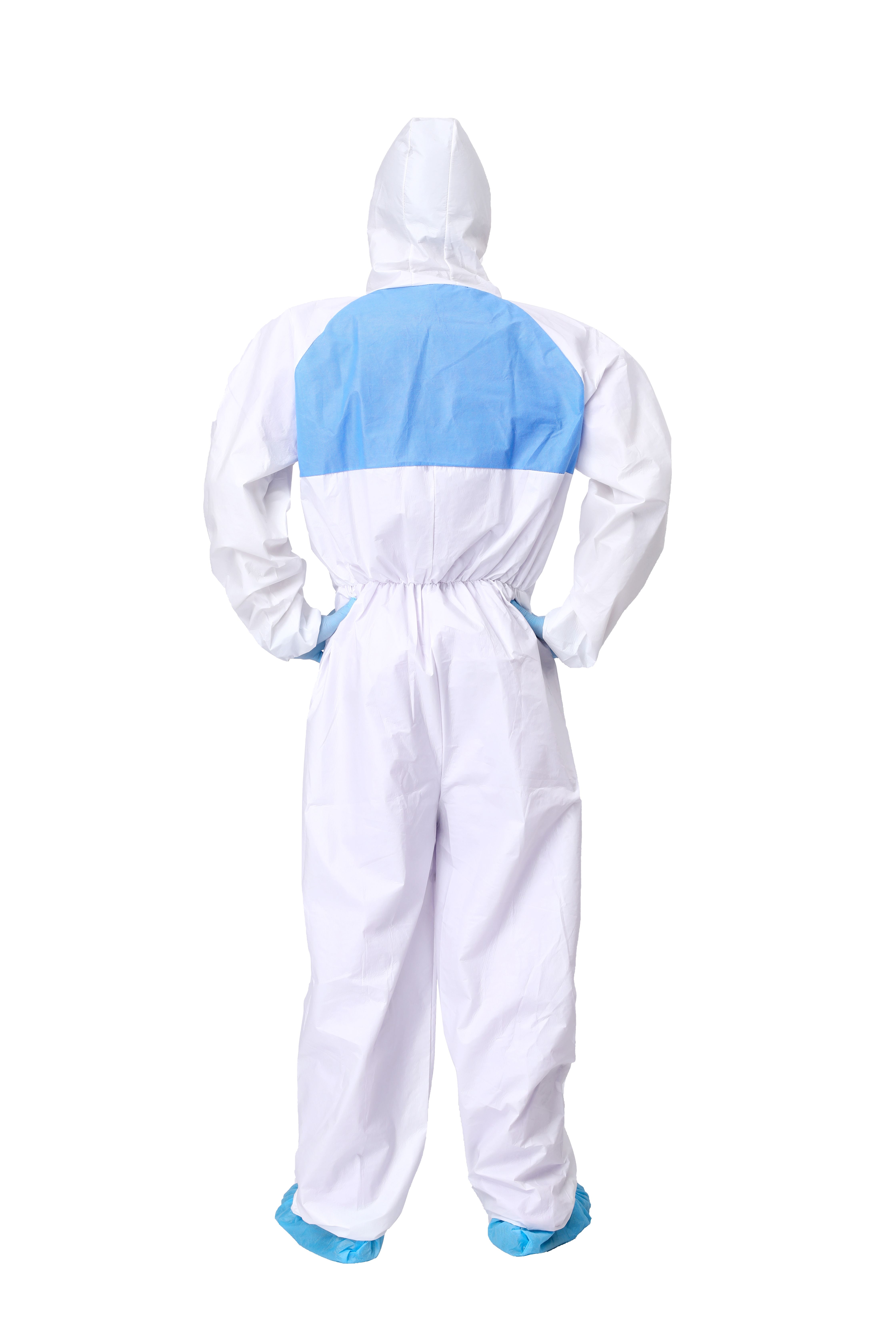 Medical Supply Monos desechables para hombres, mujeres, 2XL, paquete de 5 trajes blancos para materiales peligrosos desechables con capucha, cremallera, disfraz de traje microporoso para materiales peligrosos de 60 g/m², monos de laboratorio impermeables desechables